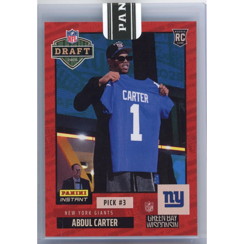 2025 Panini Instant Abdul Carter Draft Night Red /10 NY Giants Rookie Jersey Card