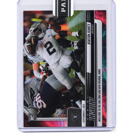 2025 Panini Instant NFL Ashton Jeanty #55 Lightning /5 Las Vegas Raiders Rookie RC Football Card | Hall of Fame Sports Memorabilia | vintageantiquesgifts.com