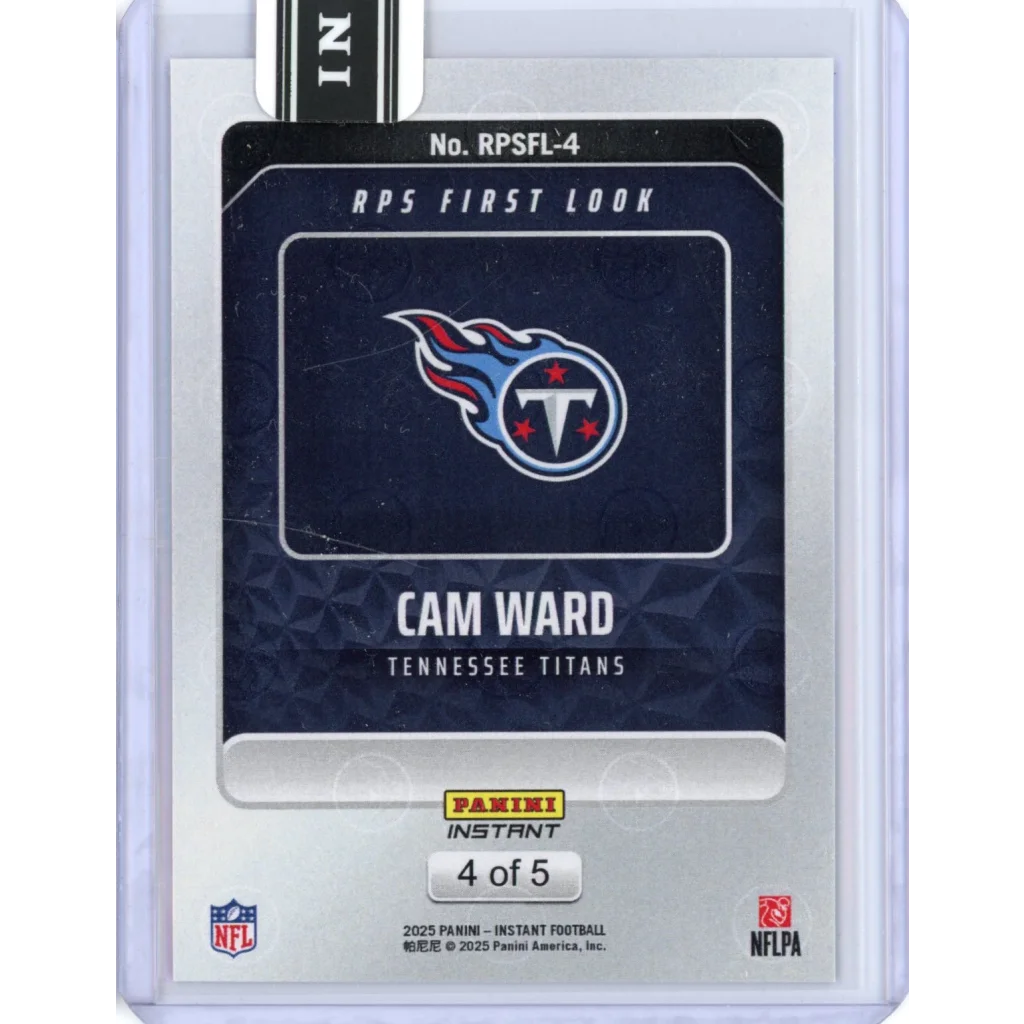 2025 Panini Instant NFL Cam Ward #4 RPS First Look Lightning /5 Tennessee Titans Rookie RC Football Card | Limited Edition /5 Lightning Rookie Football Card | vintageantiquesgifts.com