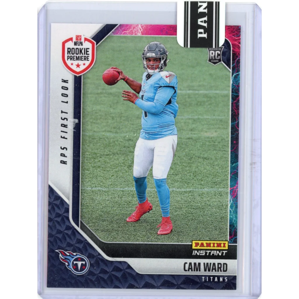 2025 Panini Instant NFL Cam Ward #4 RPS First Look Lightning /5 Tennessee Titans Rookie RC Football Card | Hall of Fame Sports Memorabilia | vintageantiquesgifts.com