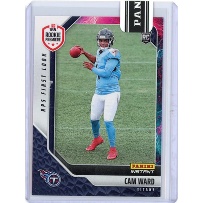 2025 Panini Instant NFL Cam Ward #4 RPS First Look Lightning /5 Tennessee Titans Rookie RC Football Card | Hall of Fame Sports Memorabilia | vintageantiquesgifts.com