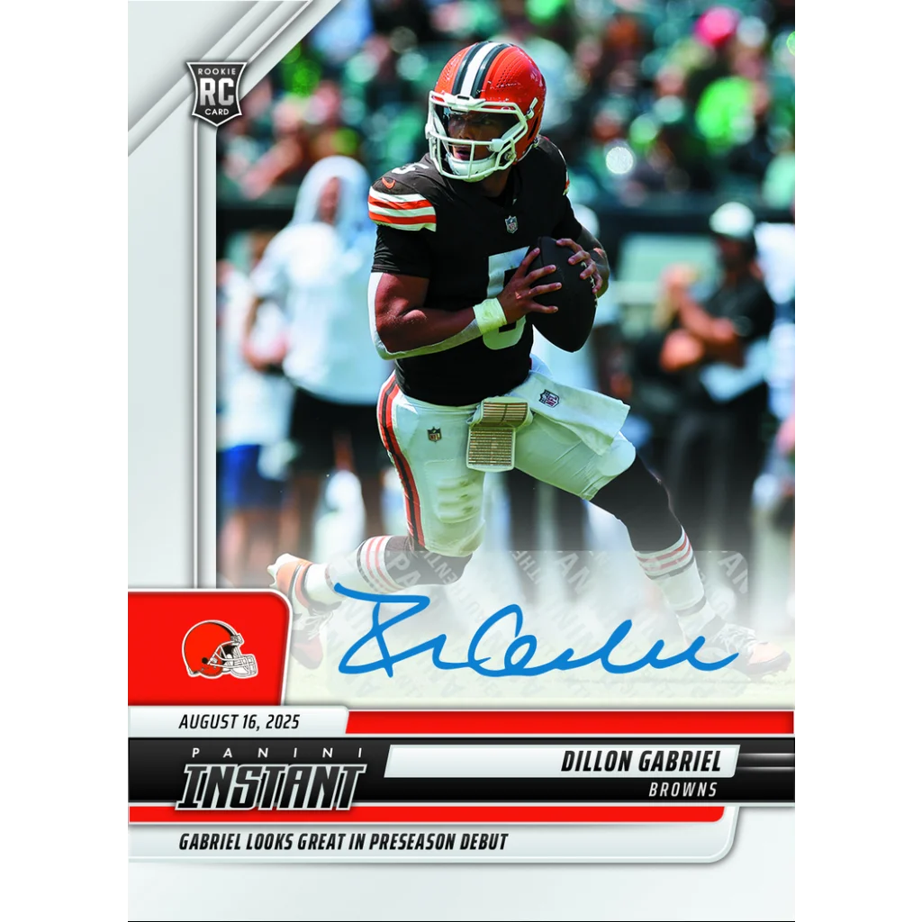 2025 Panini Instant NFL Dillon Gabriel #29 Auto /99 Cleveland Browns Rookie RC Football Card | Hall of Fame Sports Memorabilia | vintageantiquesgifts.com