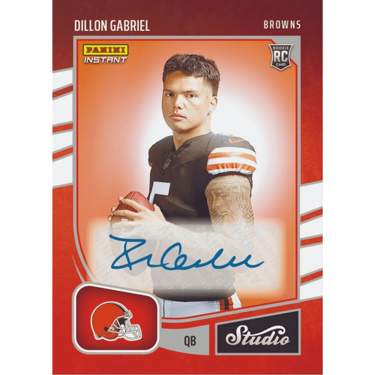2025 Panini Instant NFL Dillon Gabriel #SR6 Studio Rookies Auto /99 Cleveland Browns Rookie RC Football Card | Hall of Fame Sports Memorabilia | vintageantiquesgifts.com