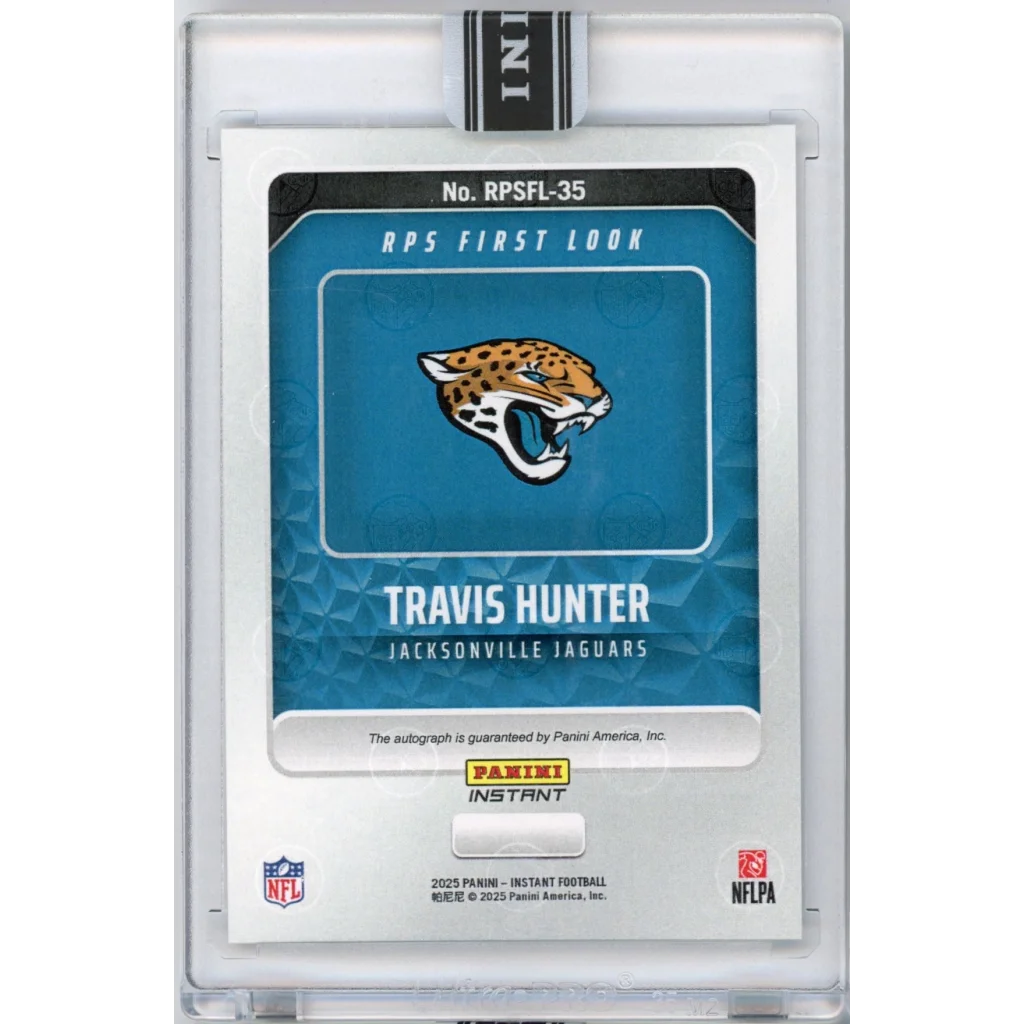 Travis Hunter Jacksonville Jaguars rookie autograph trading card in graded authentic condition