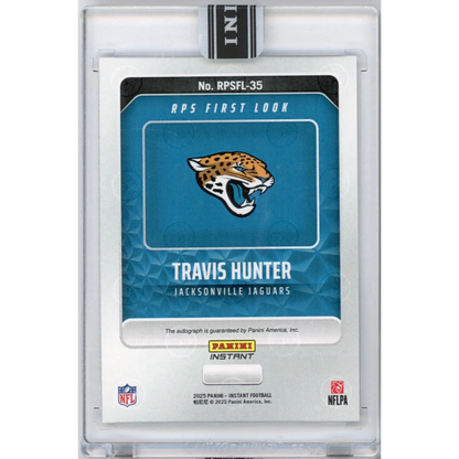 Travis Hunter Jacksonville Jaguars rookie autograph trading card in graded authentic condition
