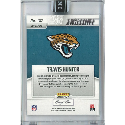 2025 Panini Instant Travis Hunter #157 Magma 1/1 Jacksonville Jaguars Rookie RC Football Card | Limited Edition /1 Magma Football Card | vintageantiquesgifts.com