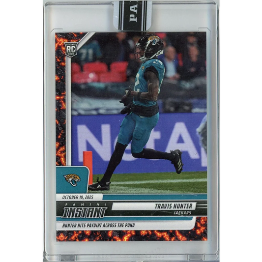2025 Panini Instant Travis Hunter #157 Magma 1/1 Jacksonville Jaguars Rookie RC Football Card | Hall of Fame Sports Memorabilia | vintageantiquesgifts.com