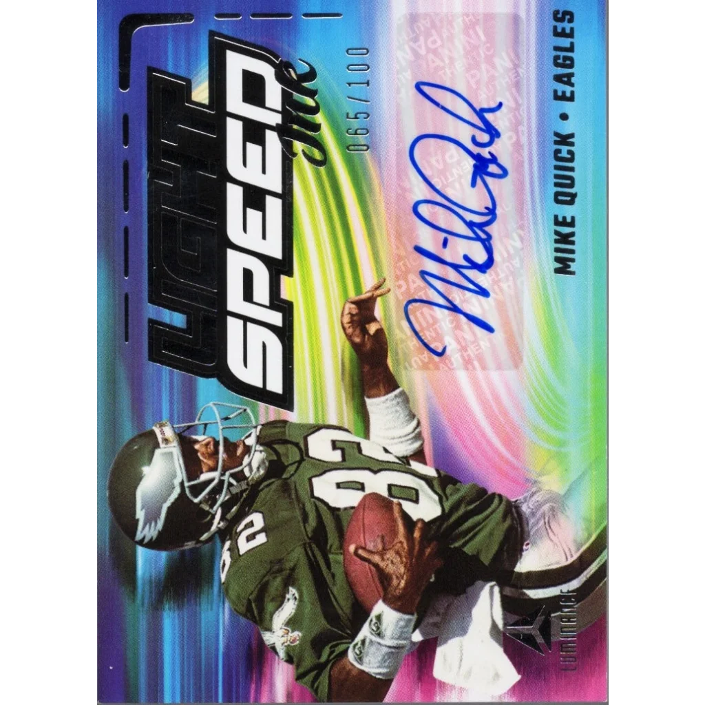 2025 Panini Luminance Mike Quick holographic autograph Eagles card /100