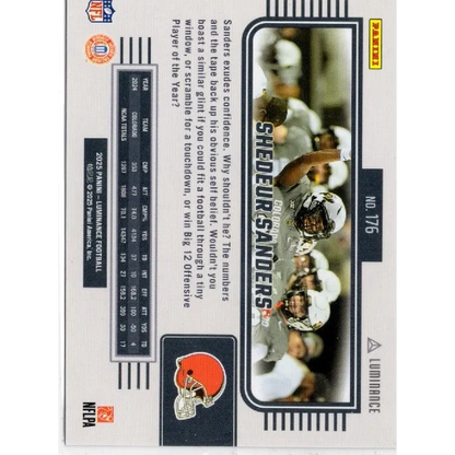 2025 Panini Luminance Shedeur Sanders #176 Blue /150 Rookie RC Football Card | Limited Edition /150 Blue Rookie Football Card | vintageantiquesgifts.com