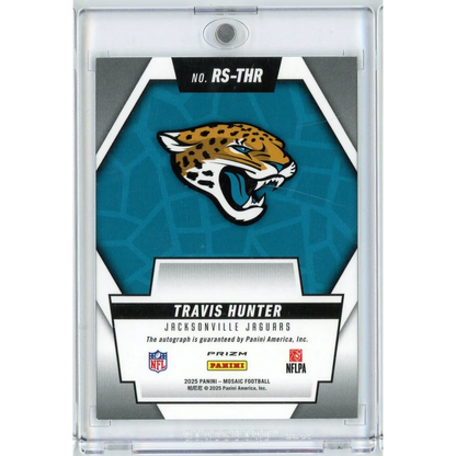 2025 Panini Mosaic Travis Hunter RSTHR Rookie Scripts Auto Rookie RC Football Card | Autograph Rookie RC Football Card | vintageantiquesgifts.com
