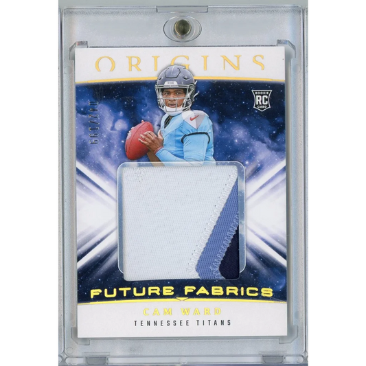 2025 Panini Origins Future Fabrics Cam Ward #FF1 /199 Relic Rookie RC Football Card | Hall of Fame Sports Memorabilia | vintageantiquesgifts.com