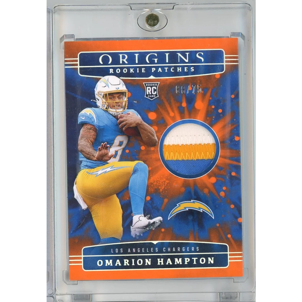 2025 Panini Origins Omarion Hampton #RPHOHN /75 Rookie Patches Relic Rookie RC Football Card | Hall of Fame Sports Memorabilia | vintageantiquesgifts.com