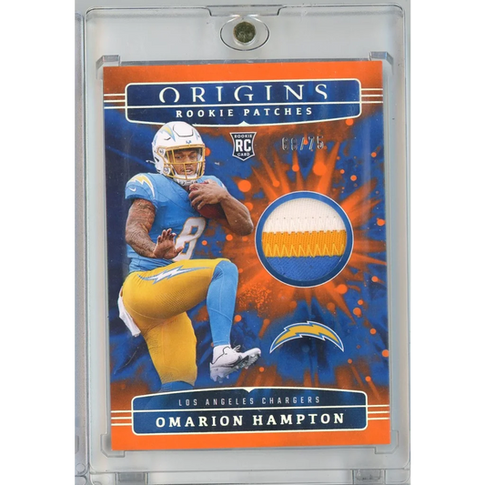 2025 Panini Origins Omarion Hampton #RPHOHN /75 Rookie Patches Relic Rookie RC Football Card | Hall of Fame Sports Memorabilia | vintageantiquesgifts.com
