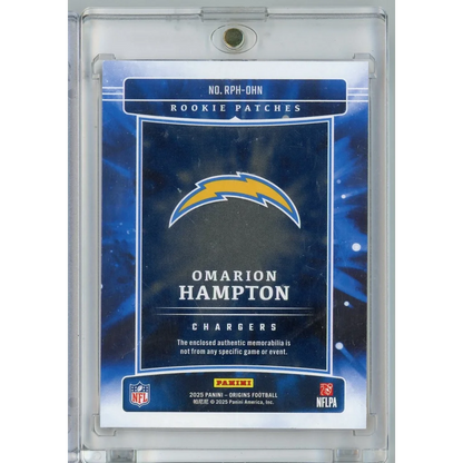 2025 Panini Origins Omarion Hampton #RPHOHN /75 Rookie Patches Relic Rookie RC Football Card | Limited Edition /75 Rookie Patch Football Card | vintageantiquesgifts.com