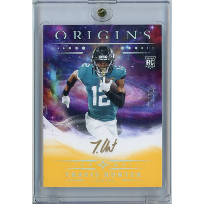 2025 Panini Origins Travis Hunter #RA-THU 02/10 Gold Auto Rookie RC Football Card