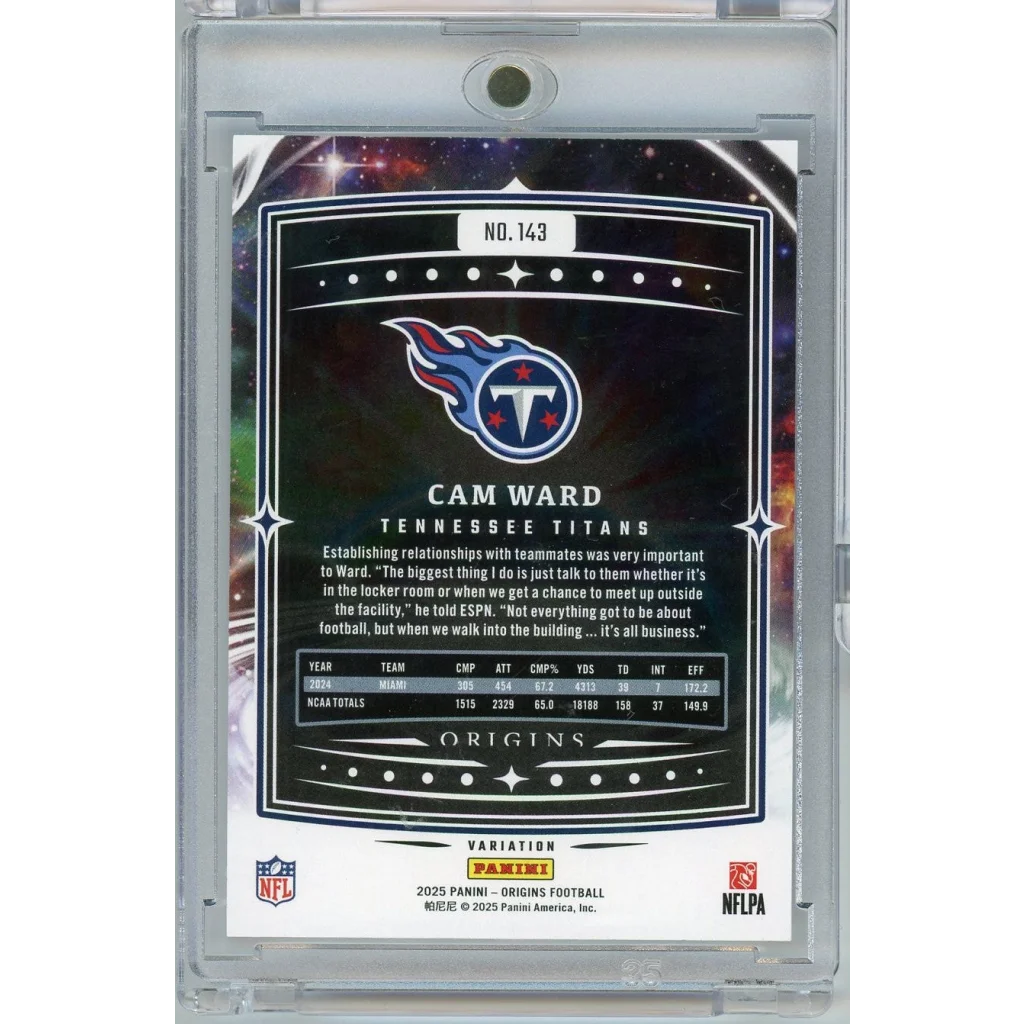 2025 Panini Origins Variation Cam Ward #143 Rookie RC Football Card | Rookie RC Football Card | vintageantiquesgifts.com
