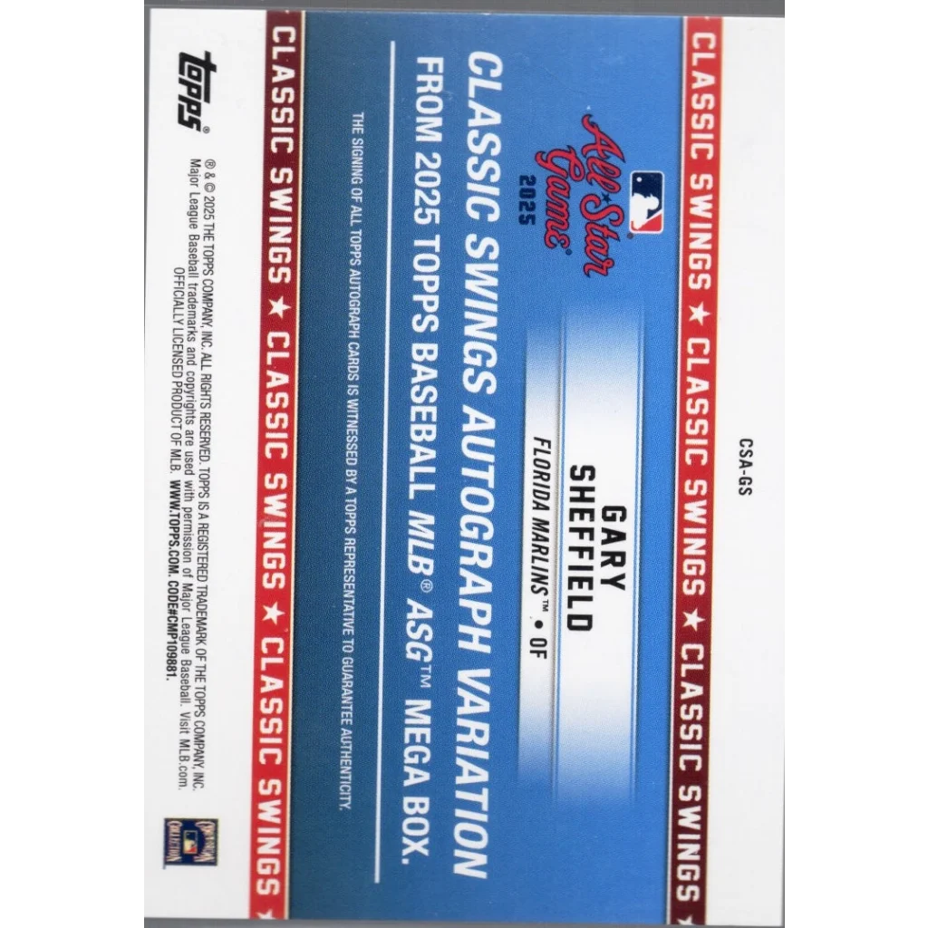 2025 Topps All-Star Gary Sheffield Florida Marlins autograph /50 card