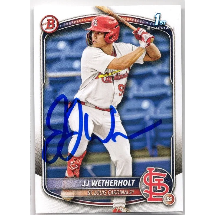 Autographed 2025 Topps Bowman JJ Wetherholt #BP22 St. Louis Cardinals rookie card