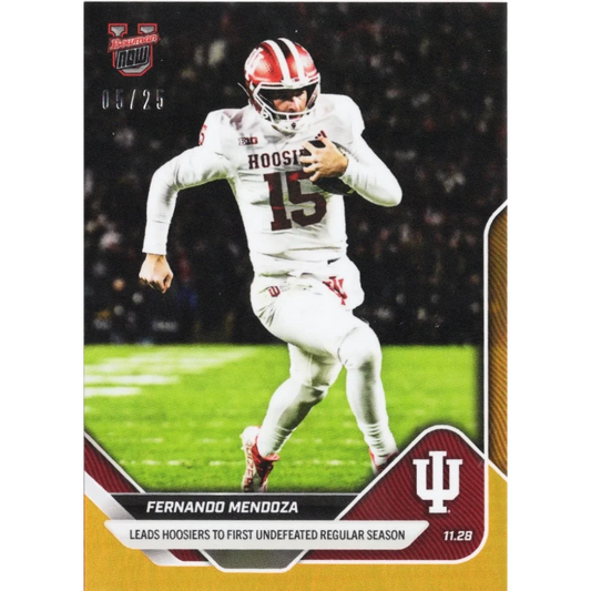 2025 Topps Bowman U Now Fernando Mendoza #52 Orange Foil /25 Indiana Hoosiers Rookie RC Football Card | Hall of Fame Sports Memorabilia | vintageantiquesgifts.com