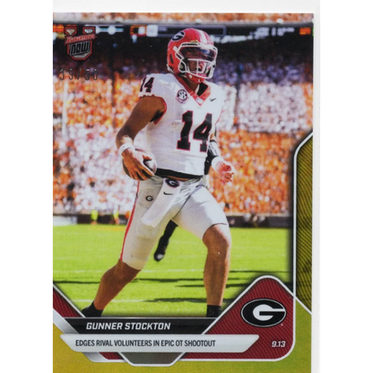 2025 Topps Bowman U Now Gunner Stockton #12 Gold Foil /50 Georgia Bulldogs Rookie RC Football Card | Hall of Fame Sports Memorabilia | vintageantiquesgifts.com