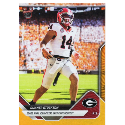 2025 Topps Bowman U Now Gunner Stockton #12 Orange Foil /25 Georgia Bulldogs Rookie RC Football Card | Hall of Fame Sports Memorabilia | vintageantiquesgifts.com