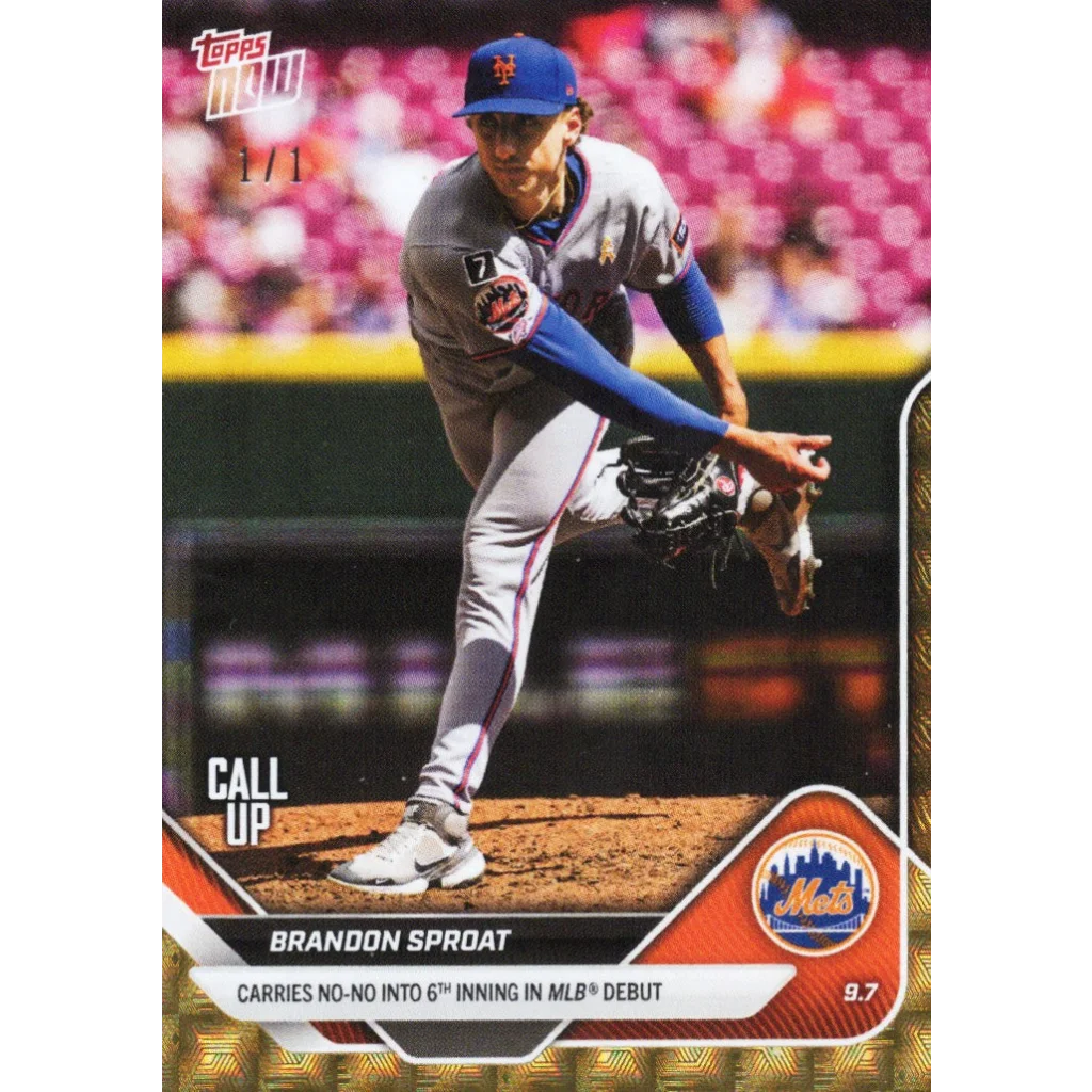 2025 Topps Now Brandon Sproat #672 Superfractor 1/1 New York Mets Rookie RC Baseball Card