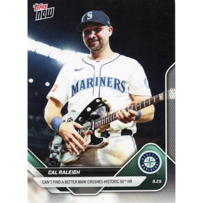 Cal Raleigh in Mariners jersey with guitar, 2025 Topps Now #609SP card