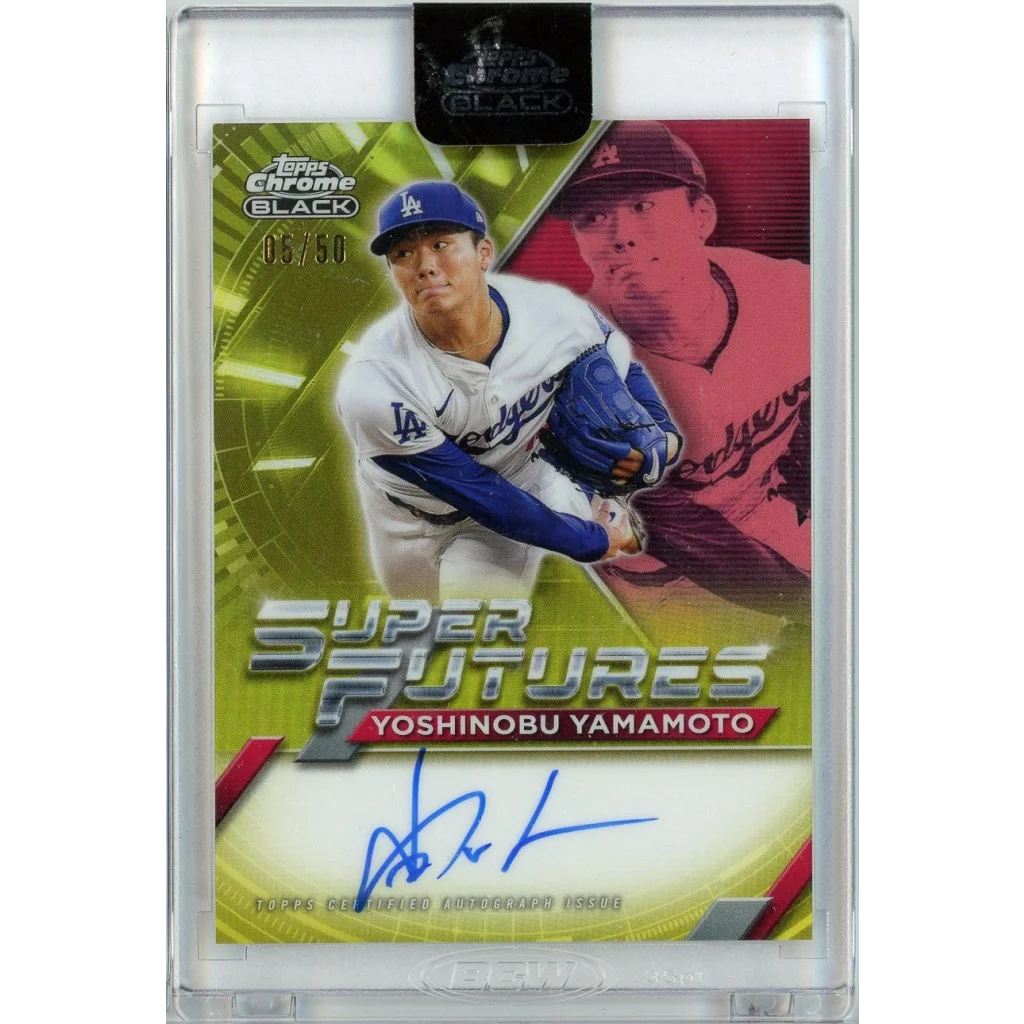2025 Topps Chrome Black Yoshinobu Yamamoto Gold Auto Super Futures Dodgers Card