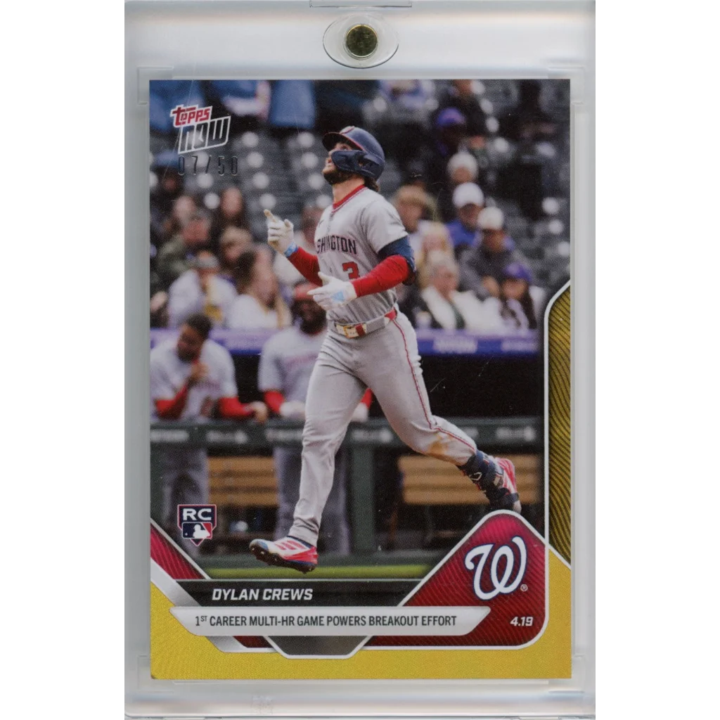 2025 Topps Now Dylan Crews #87 Gold /50 Washington Nationals Rookie RC Baseball Card | Hall of Fame Sports Memorabilia | vintageantiquesgifts.com