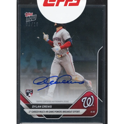 Autographed 2025 Topps Now Dylan Crews #87A Rookie Card /10 Nationals