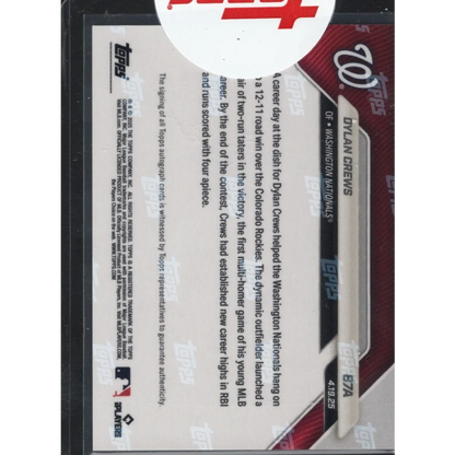 2025 Topps Now Dylan Crews #87A Auto /10 Nationals Rookie RC Card