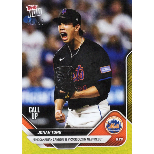 2025 Topps Now Jonah Tong #628 Gold Foil /50 New York Mets Rookie RC Baseball Card