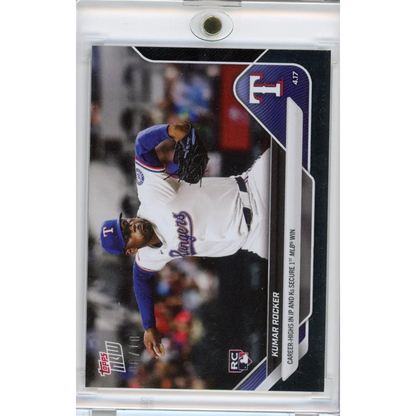 Baseball trading card of Kumar Rocker MLB Win with third-party authentication in case