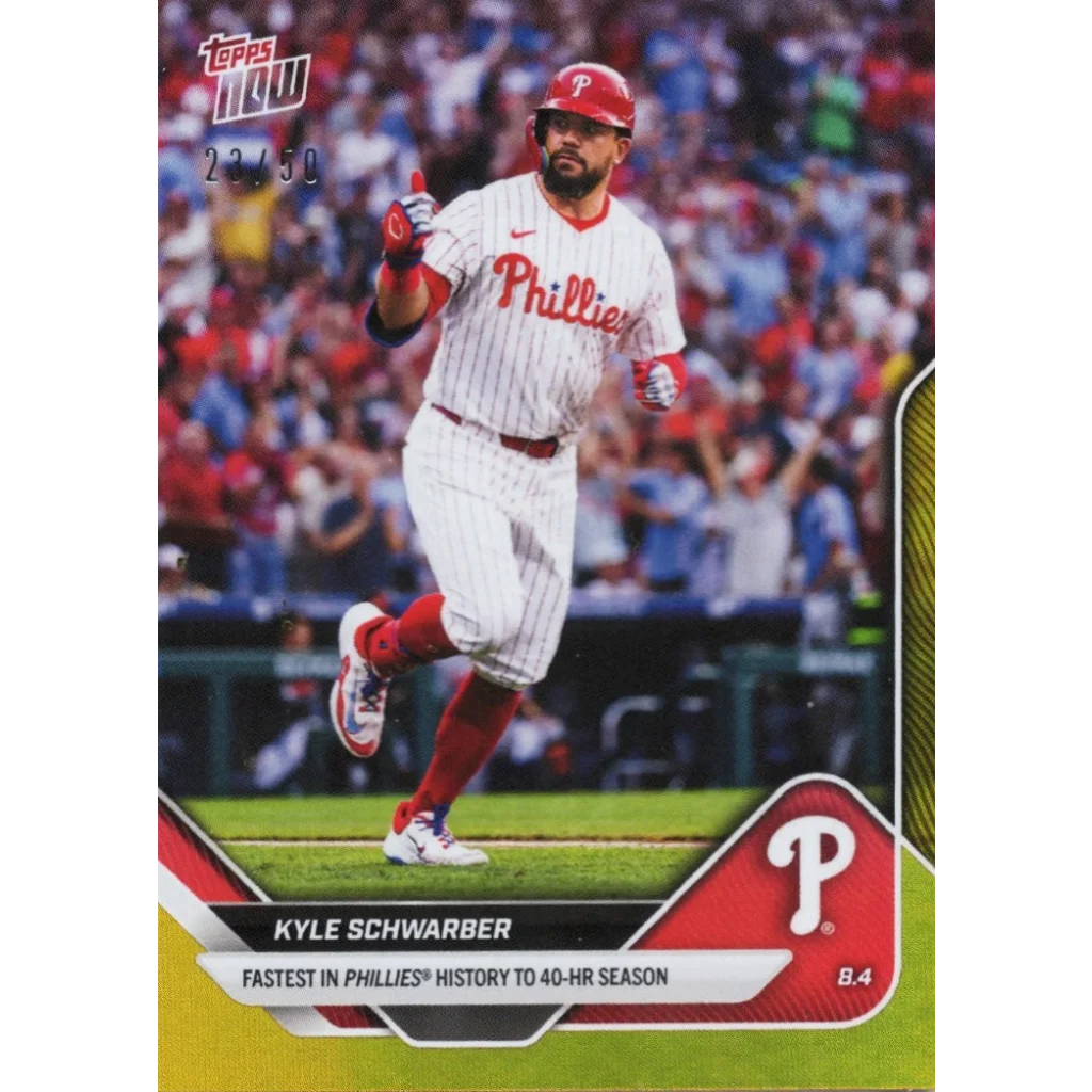 2025 Topps Now Kyle Schwarber #515 Gold Foil /50 Philadelphia Phillies Baseball Card | Hall of Fame Sports Memorabilia | vintageantiquesgifts.com