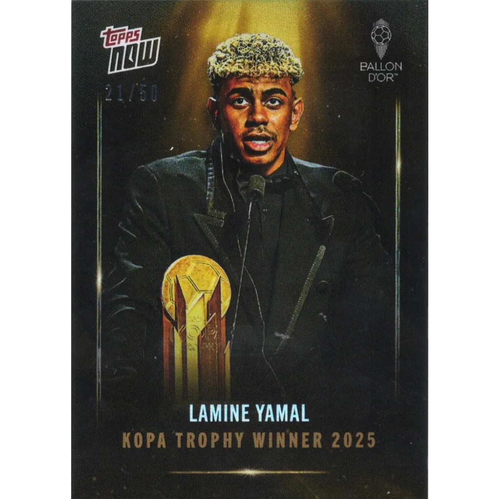 2025 Topps Now Lamine Yamal #006 Kopa Trophy Winner Gold Foil /50 Soccer Card | Hall of Fame Sports Memorabilia | vintageantiquesgifts.com