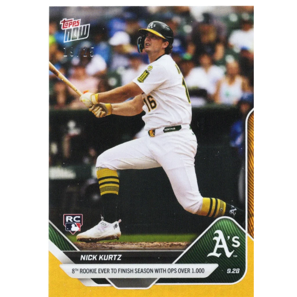2025 Topps Now Nick Kurtz #787 Orange Foil /25 Athletics Rookie RC Baseball Card | Hall of Fame Sports Memorabilia | vintageantiquesgifts.com