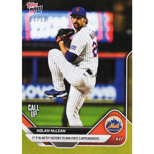 2025 Topps Now Nolan McLean #616 Gold Foil /50 New York Mets Rookie RC Baseball Card | Hall of Fame Sports Memorabilia | vintageantiquesgifts.com