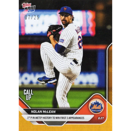 2025 Topps Now Nolan McLean #616 Orange Foil /25 New York Mets Rookie RC Baseball Card