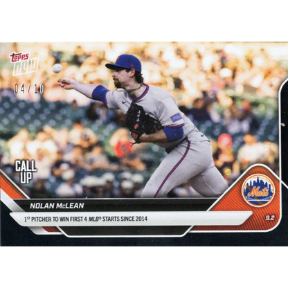 2025 Topps Now Nolan McLean #651 Black Foil /10 New York Mets Rookie RC Baseball Card | Hall of Fame Sports Memorabilia | vintageantiquesgifts.com