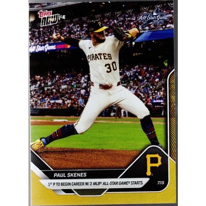 2025 Topps Now Paul Skenes #428 Gold Foil /50 Pittsburgh Pirates Baseball Card