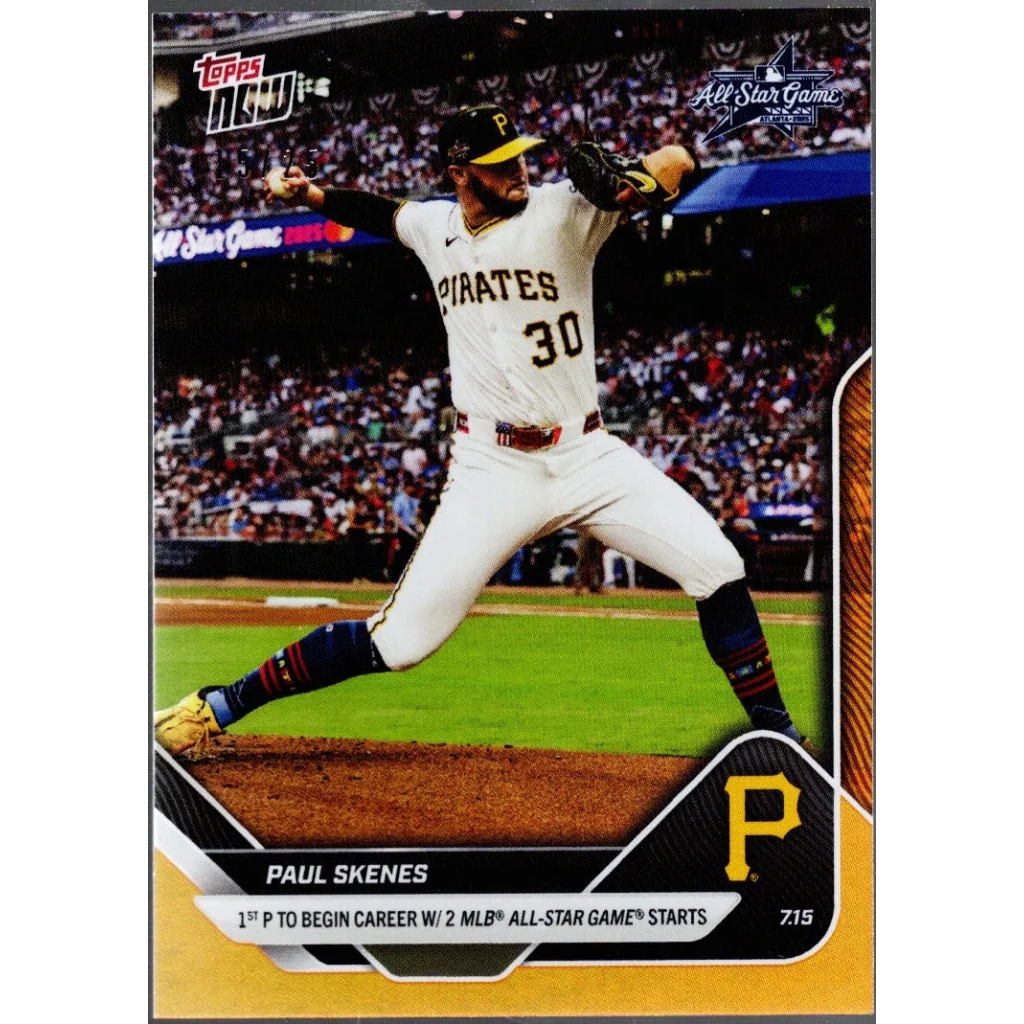 2025 Topps Now Paul Skenes #428 Orange Foil /25 Pittsburgh Pirates Baseball Card | Hall of Fame Sports Memorabilia | vintageantiquesgifts.com