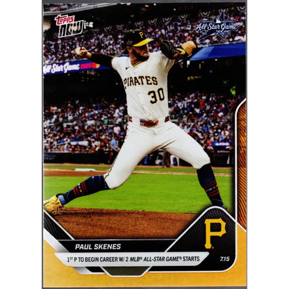 2025 Topps Now Paul Skenes #428 Orange Foil /25 Pittsburgh Pirates Baseball Card | Hall of Fame Sports Memorabilia | vintageantiquesgifts.com