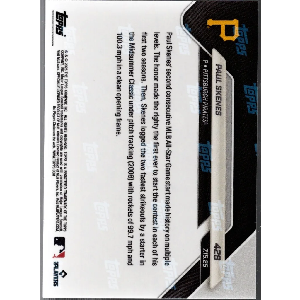 Paul Skenes 2025 Topps Now #428 red foil /5 Pirates baseball card