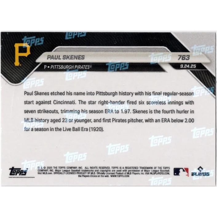 2025 Topps Now Paul Skenes #763 Orange Foil /50 Pittsburgh Pirates Baseball Card | Limited Edition /50 Orange Foil Pittsburgh Pirates Baseball Card | vintageantiquesgifts.com