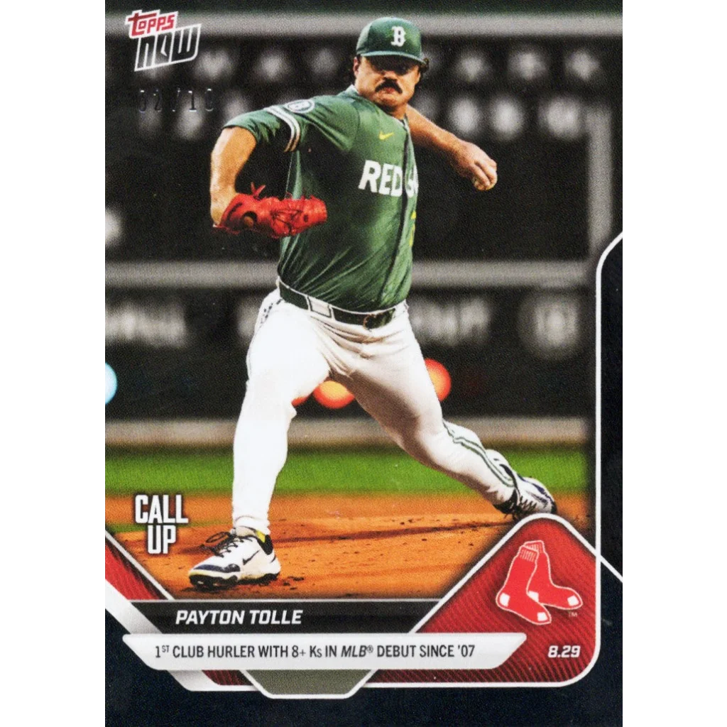 2025 Topps Now Payton Tolle #626 Black Foil /10 Boston Red Sox Rookie RC Baseball Card