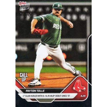2025 Topps Now Payton Tolle #626 Black Foil /10 Boston Red Sox Rookie RC Baseball Card