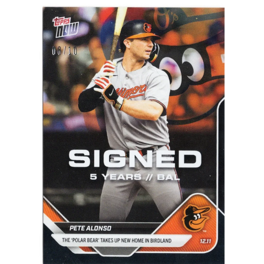 2025 Topps Now Pete Alonso #OS10 Black Foil /10 Baltimore Orioles Baseball Card | Hall of Fame Sports Memorabilia | vintageantiquesgifts.com