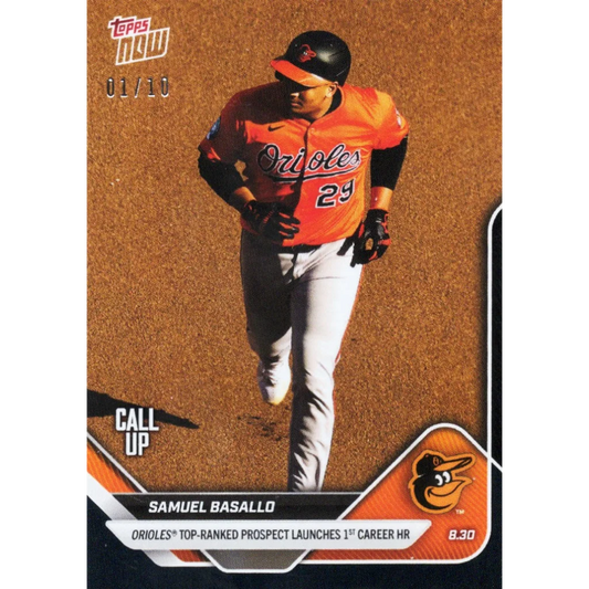 2025 Topps Now Samuel Basallo #634 Black Foil /10 Baltimore Orioles Rookie RC Baseball Card