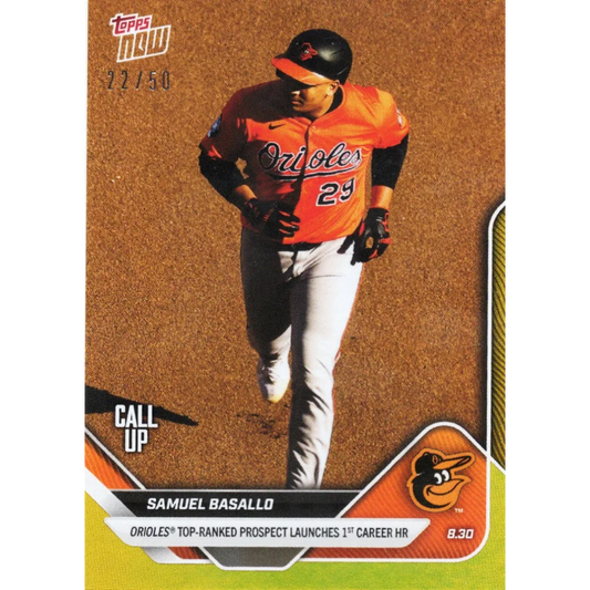 2025 Topps Now Samuel Basallo #634 Gold Foil /50 Baltimore Orioles Rookie RC Baseball Card