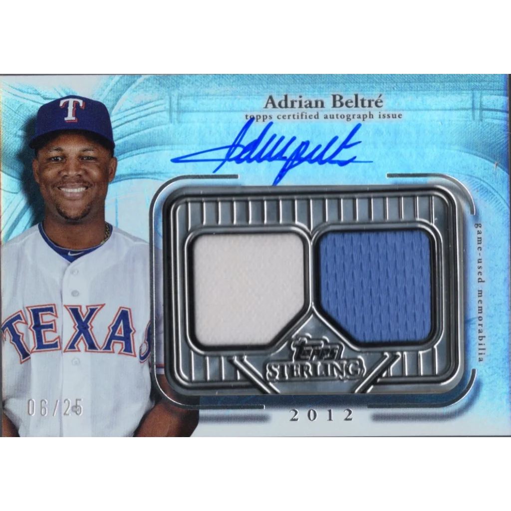 2025 Topps Sterling Adrian Beltre #SSAAB Sterling Seasons 2012 Relic Auto /25 Texas Rangers Baseball Card | Hall of Fame Sports Memorabilia | vintageantiquesgifts.com